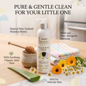 ResQ Organics Baby Face & Body Wash – Aloe & Manuka Honey Gentle Cleanse